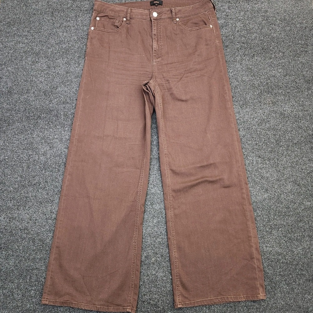 Quince Bella Stretch Wide Leg Jeans Womens 33×30.5 Brown Dark Wash High Rise
